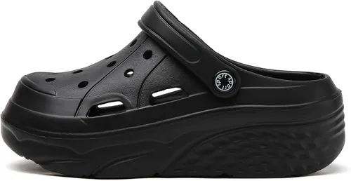 Vista 5 de SECHRITE Zuecos de plataforma para mujer, zapatos de jardín, impermeables, para playa, piscina, sandalias de verano, pantuflas para el hogar