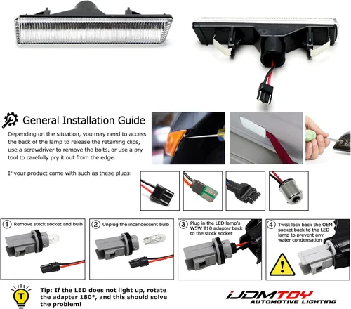 Vista 6 de iJDMTOY Luces indicadoras de intermitencia intermitentes con luz intermitente secuencial LED ámbar para lente semirransparente compatibles con BMW