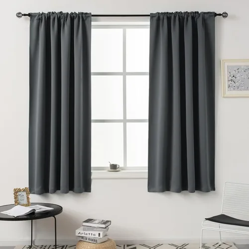 Vista 17 de DUALIFE Cortinas opacas de 45 pulgadas de largo, 2 paneles para ventanas pequeñas de dormitorio, aislamiento térmico, bolsillo para barra, cortinas