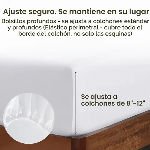 Vista 4 de California Design Den Sabana bajera de satén de algodón, tamaño individual, duradera, elástico en todo el contorno, indicadores laterales de cabeza