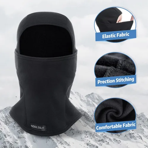 Vista 4 de KOOLSOLY Pasamontañas para niños calentador facial con sombrero de invierno para clima frío máscara de esquí para niños y niñas