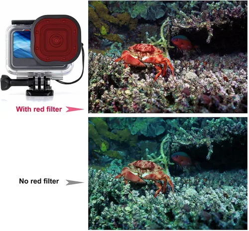 Vista 4 de Paquete de 4 filtros de buceo para carcasa protectora GoPro Hero13, apto para Hero 13, 12, 11, 10, 9, 8, carcasa oficial negra, filtros subacuáticos