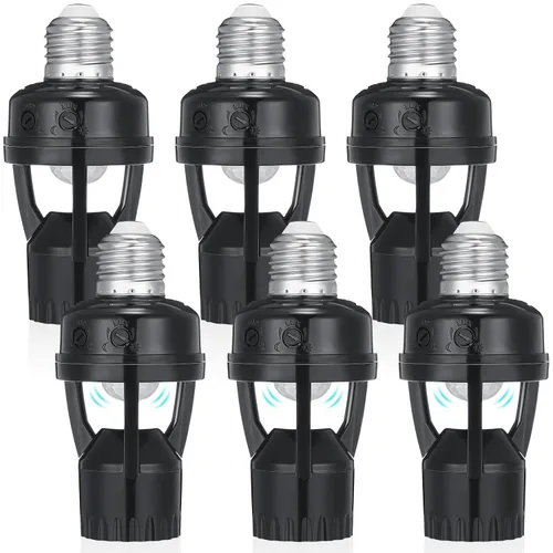 Vista 7 de Hortsun 3 tomas de luz con sensor de movimiento, enchufe inteligente de rosca compatible con E26/E27 con control de luz nocturna de encendido
