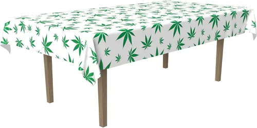 Vista 2 de Beistle Mantel de hojas de helecho tropical, 54 x 108 pulgadas, blanco/verde