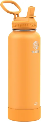 Vista 25 de Takeya Actives - Botella de agua con tapa con popote, duradera y de fácil cuidado, con aislamiento de acero inoxidable, tapa sin BPA con asa