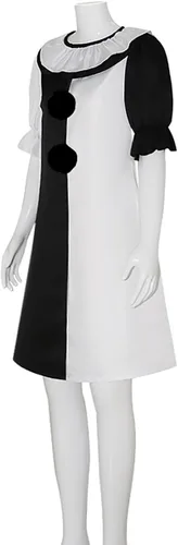 Vista 2 de QENUIA Disfraz de terror para mujer, disfraz de payaso asesino, vestido para adolescentes, adultos, mujeres, trajes de Halloween