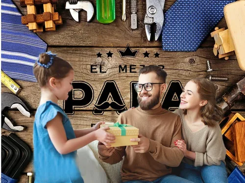 Vista 2 de Cartel de fondo de Feliz Día del Padre de 7 x 5 pies para el Día del Padre, Día del Padre Best Dad Ever Thanks Dad Party, suministros