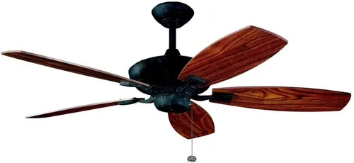 Vista 3 de Kichler Canfield Ventilador de techo de 52 pulgadas sin luz, diseño industrial vintage de 5 aspas para dormitorio, cocina, sala de estar, acabado