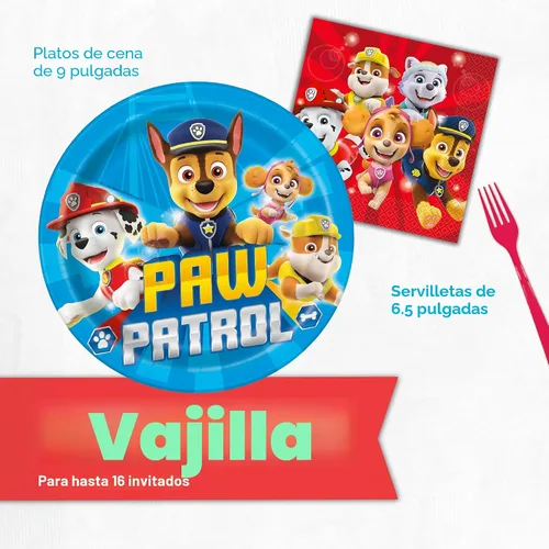 Vista 5 de Decoraciones de Cumpleaños Únicas de Patrulla Canina Suministros de Fiesta de Patrulla Canina Con Mantel de Patrulla Canina, Platos de Patrulla