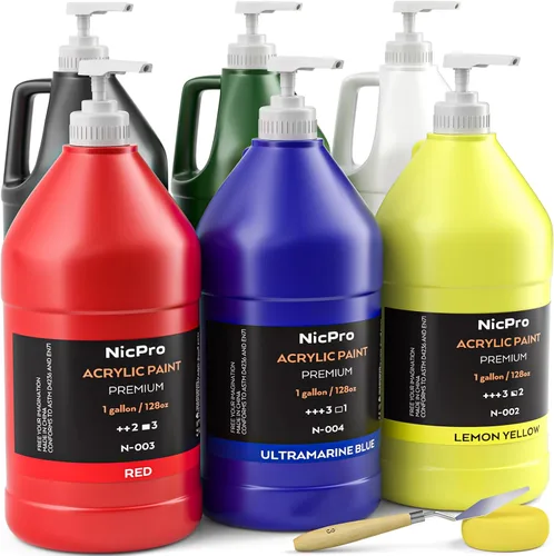 Vista 8 de Nicpro Juego de pintura acrílica de 14 colores (10 onzas/10.1 fl oz), kits de pinturas acrílicas grandes a granel con pigmentos ricos para artistas