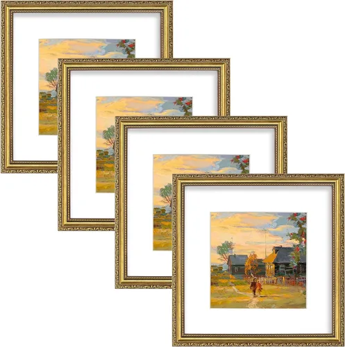 Vista 32 de eletecpro 8x10 Vintage Picture Frame, Glass Cover, Gold, 4-Pack Dorado