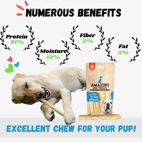 Vista 4 de Amazing Dog Treats Pequeña barra de colágeno – (6 pulgadas – 8 unidades) – Rollos de mejillas de carne de res de colágeno para perros – Palitos