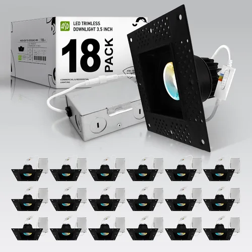 Vista 16 de ASD Lámpara de techo empotrable LED de cardán sin bordes de 2 pulgadas, luz descendente direccional ajustable con caja de conexiones, 5CCT