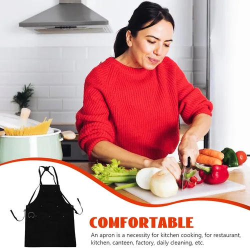 Vista 7 de iplusmile Waterproof Canvas Apron with Multiple Pockets Thickened Heavy-duty Work Apron for Men and Women for Kitchen and Hair Salon Use