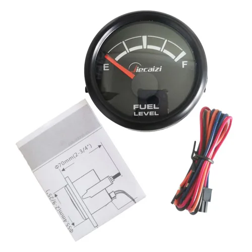 Vista 2 de Medidor de nivel de combustible de 2.047 in/2-1/16 pulgadas, impermeable, 7 colores de retroiluminación, 0-90ohmios, 16-158ohmios, 73-10ohmios