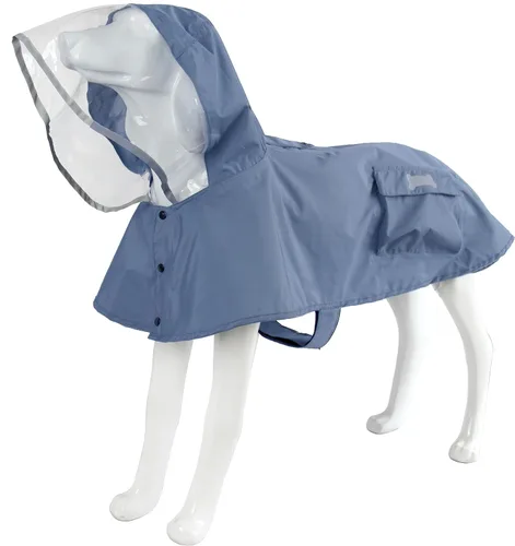 Vista 10 de Chubasquero impermeable para perros, ropa impermeable ajustable con tira reflectante y ligera con capucha tipo poncho (Verde Ejército, XS)