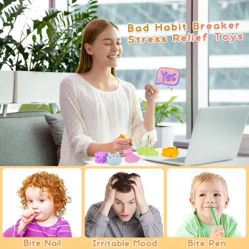 Vista 5 de 30 piezas de juguetes esponjosos Kawaii, juguetes blandos Mochi para niños, recuerdos de fiesta, mini juguetes esponjosos para aliviar el estrés
