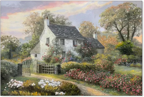 Vista 7 de Haitunone Póster de estanque de pato real con animales de granja, arte de pared, pintura de pato vintage, pintura al óleo, cazador de pájaros