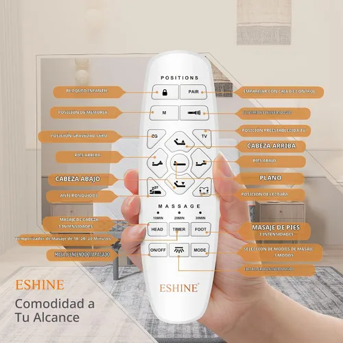 Vista 4 de ESHINE Base de cama ajustable + colchón híbrido de 14 pulgadas Twin XL (Suave Medio) - Espuma viscoelástica de gel de lujo, bases de cama con Gris