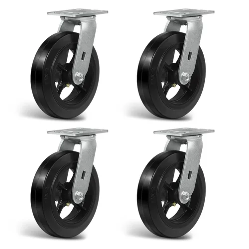 Vista 49 de Ruedas resistentes de 4 pulgadas, ruedas industriales de placa con rueda de goma, utilizadas para carrito de herramientas, plataforma, camión