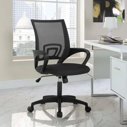 Vista 2 de Silla de oficina ergonómica con soporte lumbar, silla de escritorio de malla ajustable para dolor de espalda, taburete giratorio ejecutivo moderno