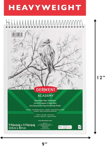 Vista 3 de Derwent Academy, papel, Heavyweight, topbound Sketch Book, 70 hojas, 9" x 12" (54964)
