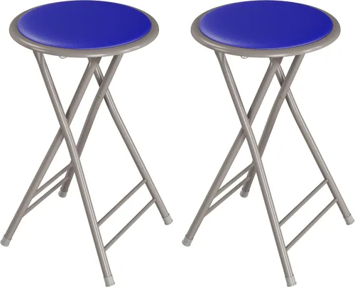 Vista 9 de Lavish Home Taburete plegable con asiento acolchado sin espalda, juego de 2