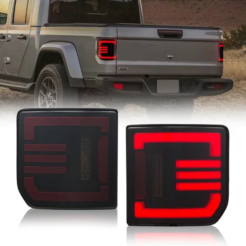 Vista 9 de BUNKER INDUST Luces traseras LED ahumadas para Jeep Gladiator 2020-2025, luces traseras JT, luces traseras traseras, luz de freno, luz direccional