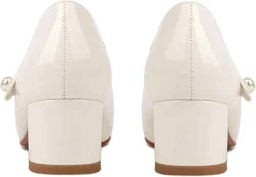 Vista 7 de Naiyee Mary Jane Shoes Women Chunky Heel Ankle Strap Dress Shoes for Women Low Heels Close Rounded Toe Pumps