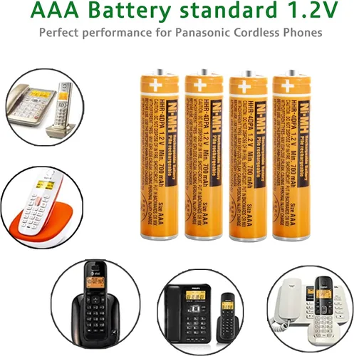 Vista 4 de Baterías AAA recargables NI-MH para Panasonic 1.2V 700mAh