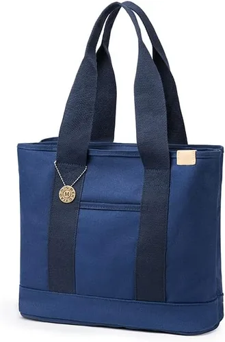 Vista 5 de Bolso cruzado de lona para mujer, bolso de hombro con múltiples bolsillos con cremallera, bolso de mano, bolso hobo, bolsa de uso diario