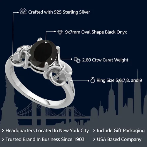 Vista 2 de Gem Stone King Anillo de compromiso ovalado con piedra natal para mujer, plata de ley 925, ovalado de 0.354 x 0.276 in, anillo de compromiso