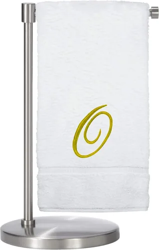 Vista 20 de Script R - Toalla de baño con monograma, regalo personalizado, 27 x 54 pulgadas, juego de 1 toalla bordada con texto dorado, 100% algodón turco Navy