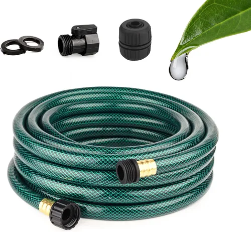 Vista 10 de Manguera de agua corta de 5/8 pulgadas: Manguera líder de PVC de 3 pies ligera y sin torceduras con accesorios de plástico para conexión de grifo a