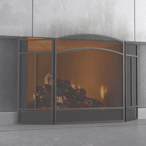Vista 10 de Fire Beauty 3 Panel de hierro forjado Chimenea Pantalla Cubierta protectora de chispas (negro)