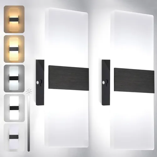 Vista 12 de TRLIFE Apliques de pared regulables, juego de 2 apliques de pared modernos con cableado integrado, luces montadas en la pared de 12W, 6000K, LED