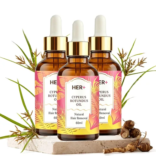 Vista 8 de Her+ Cyperus Rotundus Oil for Hair Removal, Natural Hair Removal Oil & Inhibitor Cyperus Rotundus Oil, Reducing Body Hair Growth, and Pore