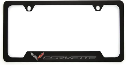 Vista 4 de Chevrolet Corvette C7 Logo & Wordmark, marco de placa negro de 2 agujeros