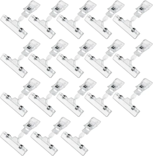 Vista 19 de Clips de etiqueta de precio giratorios de doble cara de plástico, paquete de 12 unidades para señales y exhibiciones de ropa