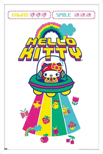 Vista 14 de Trends International Hello Kitty: 22 Kawaii Arcade - Póster de pared de alienígena, 22.4 pulgadas de largo x 14.7 W, versión enmarcada de madera