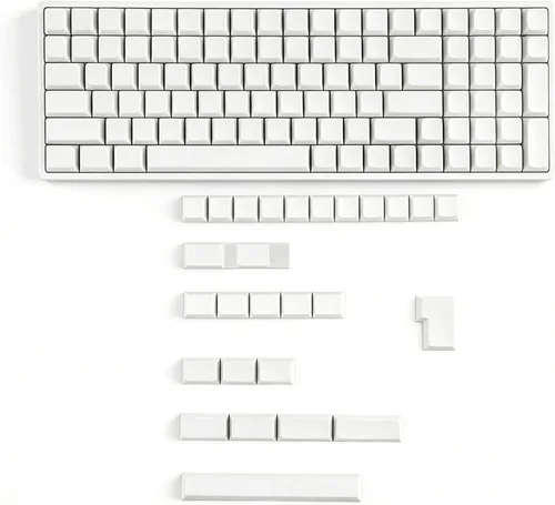 Vista 14 de YMDK 127 teclas negras en blanco ZDA XDA V2 teclas PBT Keycap para teclado MX 104 87 61 melodía 96 KBD75 ID80 GK64 SP84