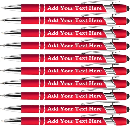 Vista 21 de Bolígrafos personalizados a granel grabados personalizados con punta de lápiz capacitivo, bolígrafos personalizados de tinta negra, regalos