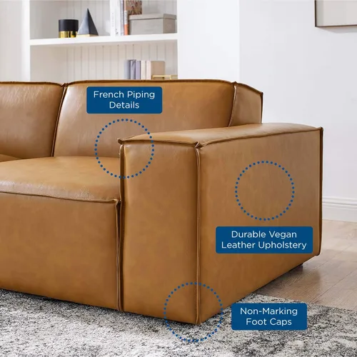 Vista 11 de Modway Restore - Sofá biplaza seccional de cuero vegano en color marrón