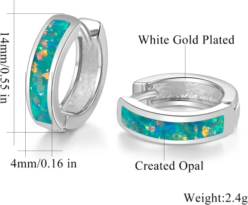Vista 51 de CiNily Aretes Huggie de ópalo con bisagras, chapados en oro, hipoalergénicos, pequeños aretes de aro para mujeres, adolescentes, niñas, hombres