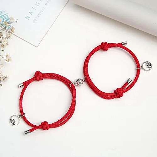 Vista 6 de Long tiantian 24 pulseras magnéticas para parejas, atracción mutua, amistad, cuerda a juego, regalos para él y sus mejores amigos, Cuerda trenzada