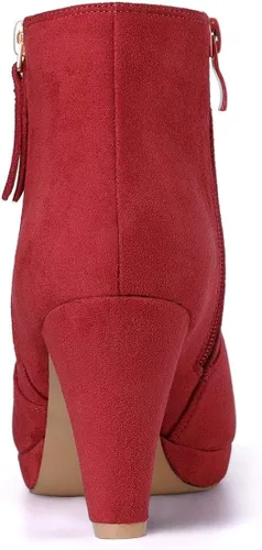Vista 4 de Allegra K Botines de tacón grueso con cremallera lateral para mujer