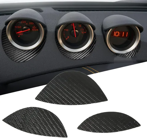 Vista 8 de Tbest Moldura de instrumentos de salpicadero, decoración de cubierta de medidor de salpicadero, repuesto de fibra de carbono para 370Z Z34 2 puertas