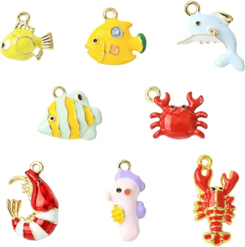 Vista 15 de KitBeads Enamel Animal Charm Alloy Cartoon Pendnats for Jewelry Making Bulk Bee 8Pcs