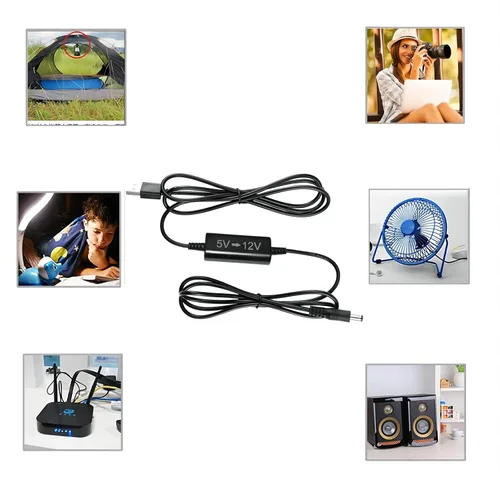 Vista 3 de USB 5V a 12V DC - Cable convertidor de voltaje (12 voltios 1.2 amperios máximo), cable adaptador USB-A de 5 V a 12 V con conector de CC de 5.5 x 2.1