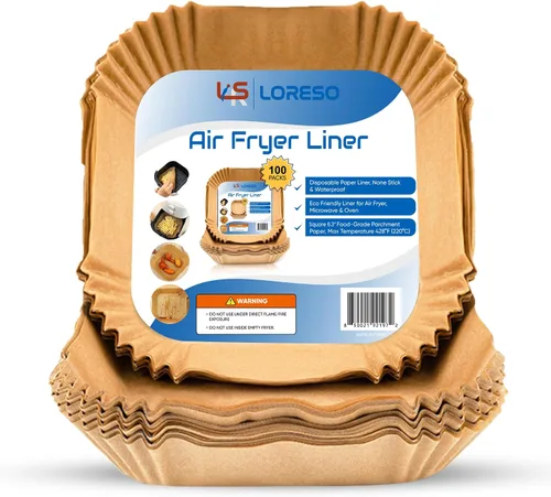 Vista 7 de Air Fryer Liners - Papel pergamino desechable, 100 unidades, redondo de 6 a